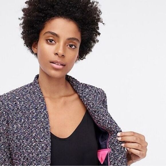 J. Crew Going Out Blazer in Pink Blue White Black Confetti Tweed Women’s Size 6 - Picture 1 of 15